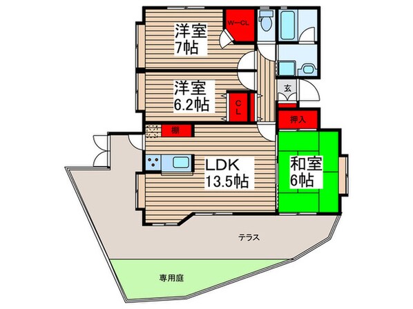 ﾚｰﾍﾞﾝﾊｲﾑ朝霞ｸﾚｼｰﾄﾞ(101)の物件間取画像